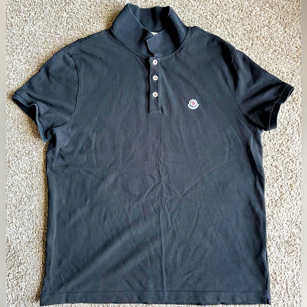 Moncler Polo Shirt. Black/White. Size 3XL Slim Fit.